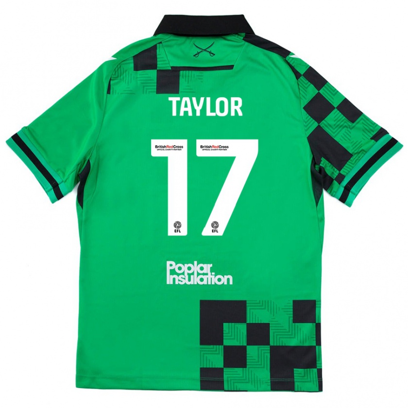 Kandiny Kinder Connor Taylor #17 Grün Schwarz Auswärtstrikot Trikot 2024/25 T-Shirt Österreich