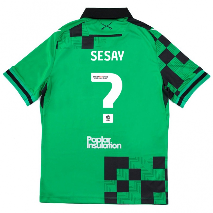 Kandiny Bambino Maglia Malik Sesay #0 Verde Nero Kit Gara Away 2024/25 Maglietta