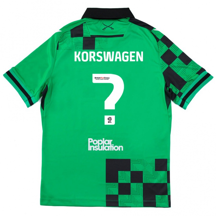 Kandiny Bambino Maglia Mattijis Korswagen #0 Verde Nero Kit Gara Away 2024/25 Maglietta