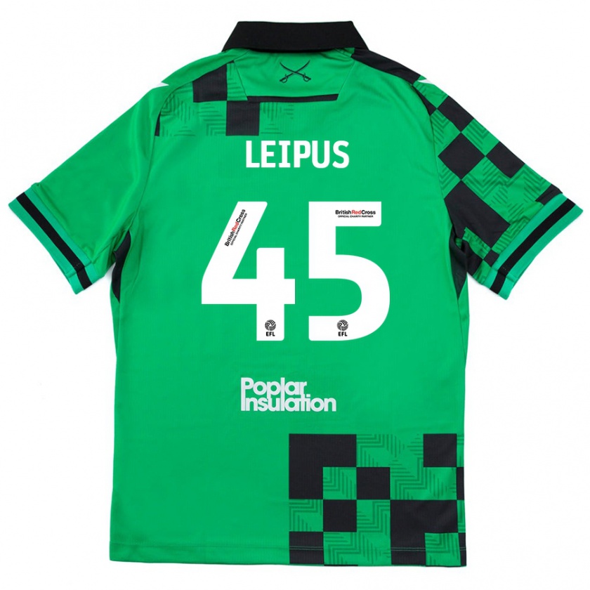 Kandiny Bambino Maglia Brooklyn Leipus #45 Verde Nero Kit Gara Away 2024/25 Maglietta