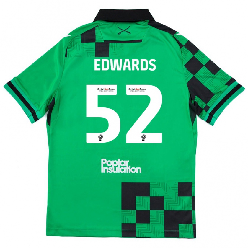 Kandiny Bambino Maglia Max Edwards #52 Verde Nero Kit Gara Away 2024/25 Maglietta