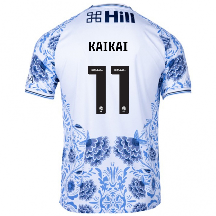 Kandiny Bambino Maglia Sullay Kaikai #11 Bianco Blu Kit Gara Away 2024/25 Maglietta