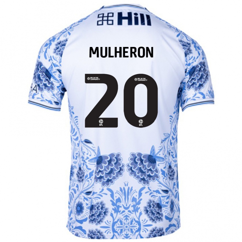 Kandiny Bambino Maglia Bronwyn Mulheron #20 Bianco Blu Kit Gara Away 2024/25 Maglietta