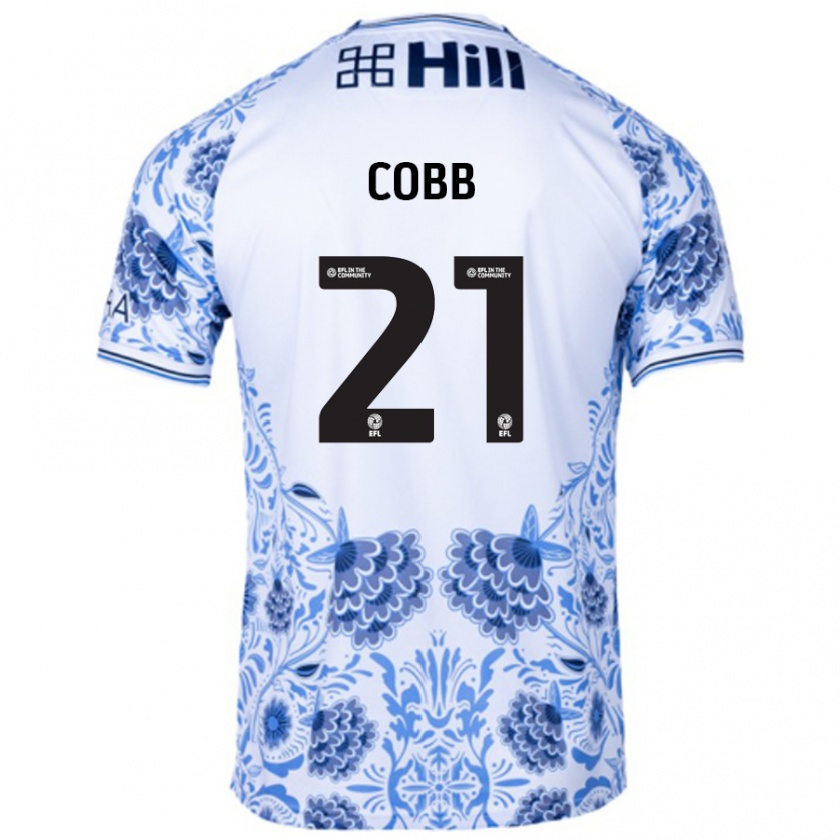 Kandiny Bambino Maglia Serena Cobb #21 Bianco Blu Kit Gara Away 2024/25 Maglietta