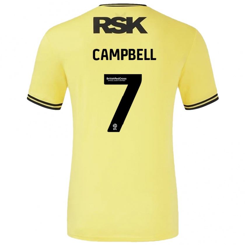 Kandiny Criança Camisola Tyreece Campbell #7 Amarelo Preto Alternativa 2024/25 Camisa Brasil