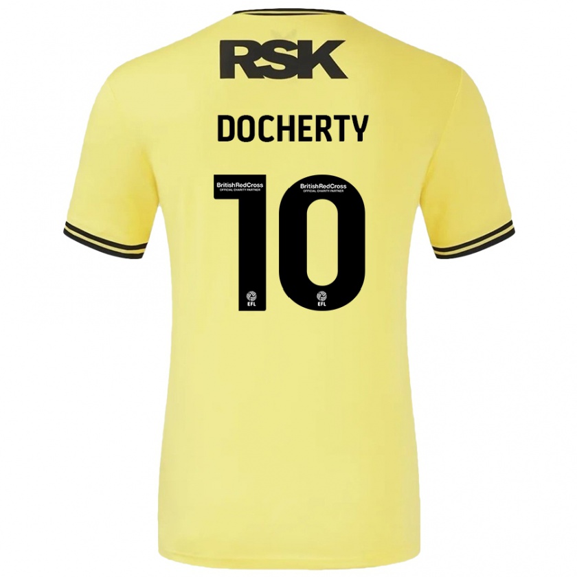 Kandiny Niño Camiseta Greg Docherty #10 Amarillo Negro 2ª Equipación 2024/25 La Camisa