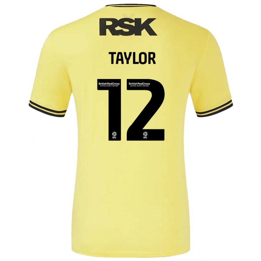 Kandiny Bambino Maglia Terry Taylor #12 Giallo Nero Kit Gara Away 2024/25 Maglietta