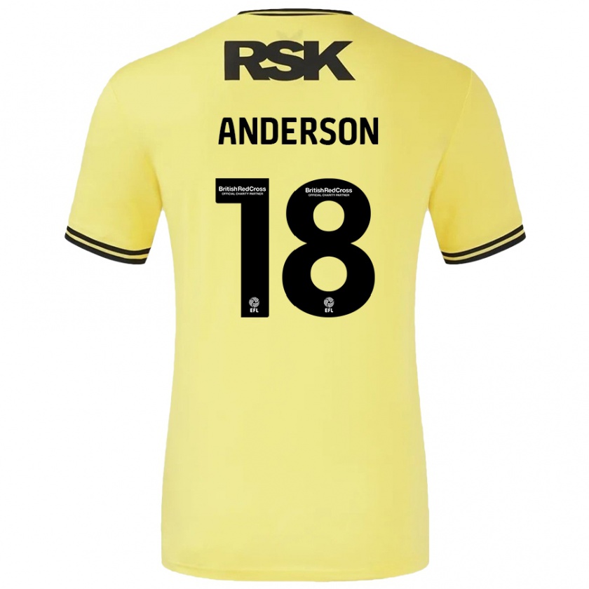 Kandiny Kinderen Karoy Anderson #18 Geel Zwart Uitshirt Uittenue 2024/25 T-Shirt België