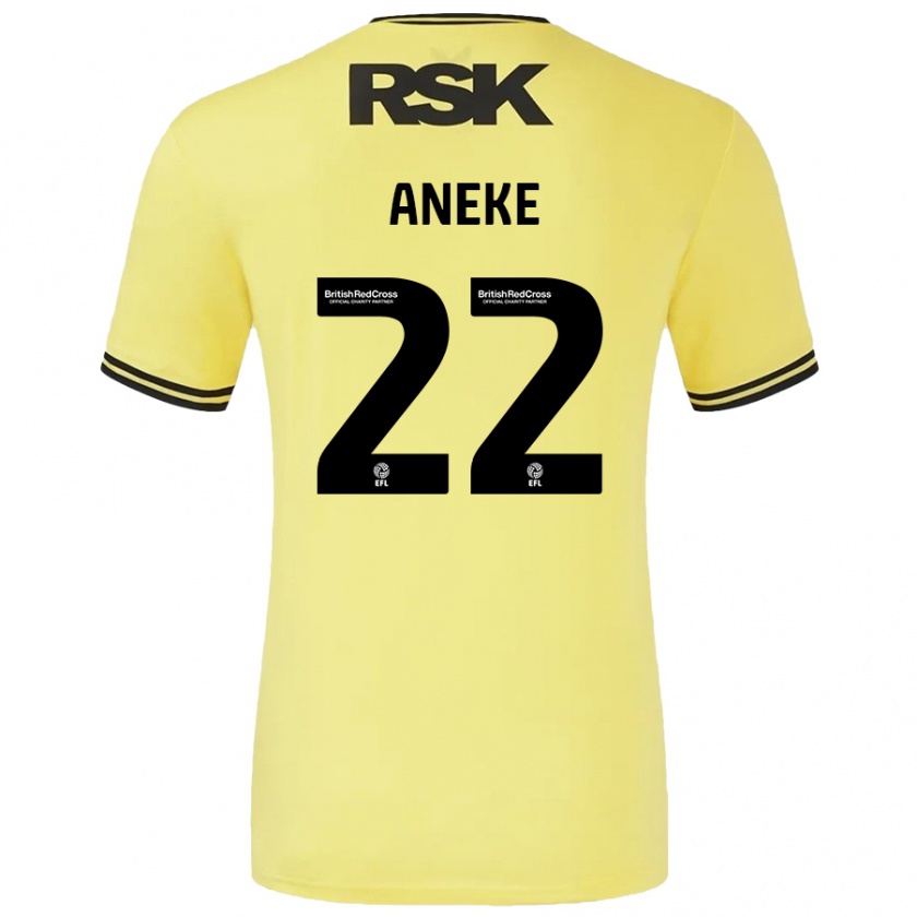 Kandiny Niño Camiseta Chuks Aneke #22 Amarillo Negro 2ª Equipación 2024/25 La Camisa México