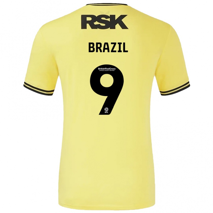 Kandiny Bambino Maglia Ellie Brazil #9 Giallo Nero Kit Gara Away 2024/25 Maglietta