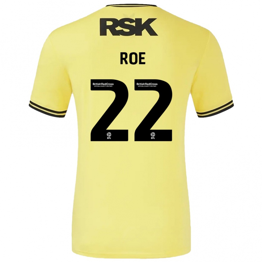 Kandiny Bambino Maglia Bethan Roe #22 Giallo Nero Kit Gara Away 2024/25 Maglietta