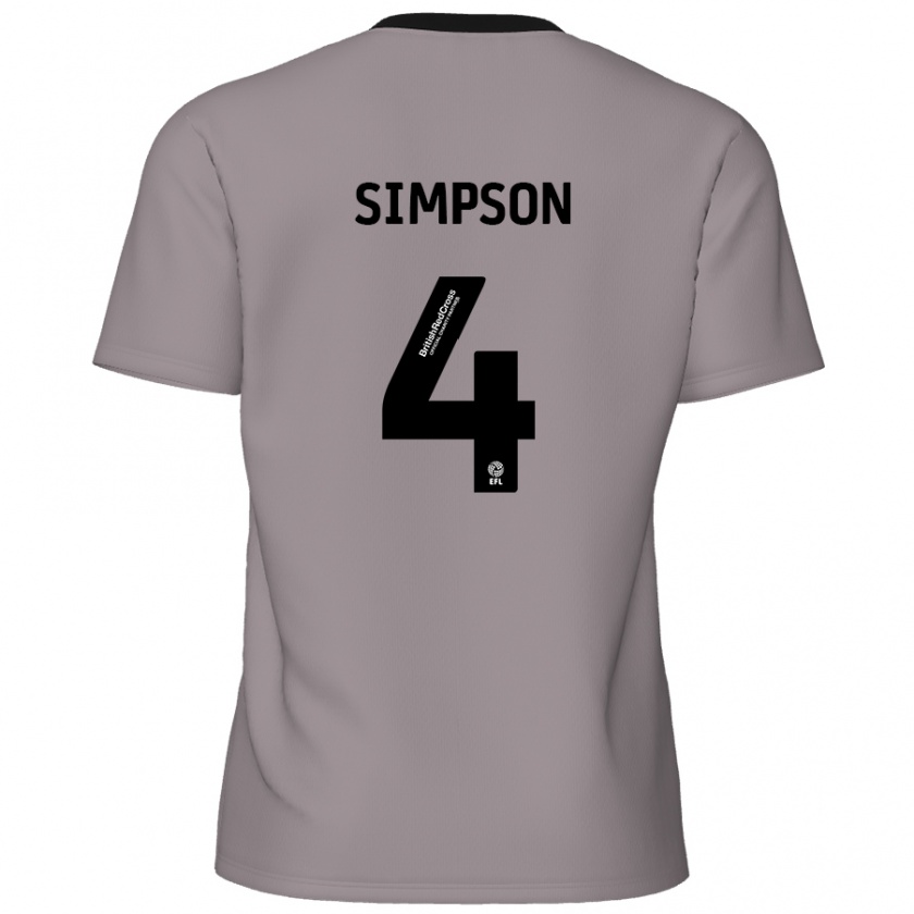 Kandiny Bambino Maglia Jack Simpson #4 Grigio Kit Gara Away 2024/25 Maglietta