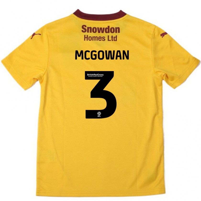 Kandiny Kinderen Aaron Mcgowan #3 Oranje Bordeauxrood Uitshirt Uittenue 2024/25 T-Shirt België