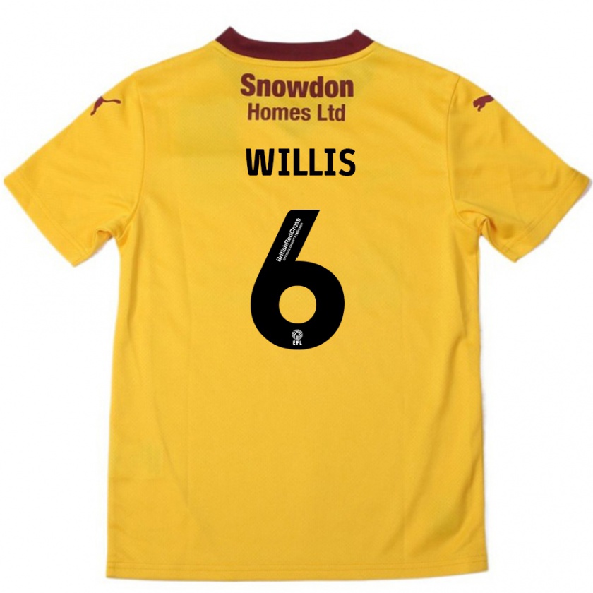 Kandiny Kinderen Jordan Willis #6 Oranje Bordeauxrood Uitshirt Uittenue 2024/25 T-Shirt België