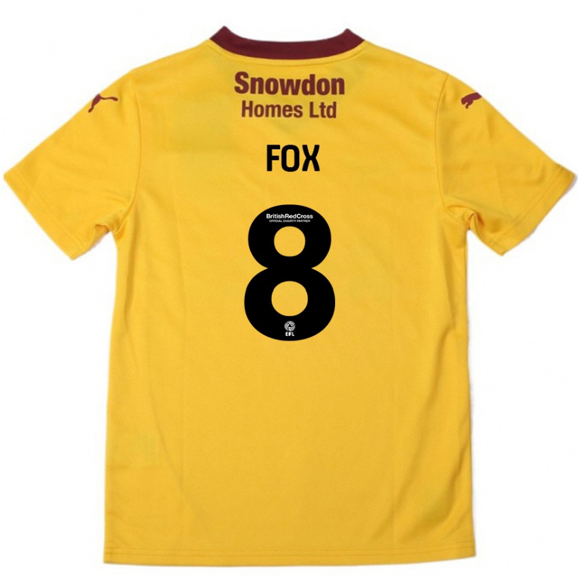 Kandiny Niño Camiseta Ben Fox #8 Naranja Borgoña 2ª Equipación 2024/25 La Camisa