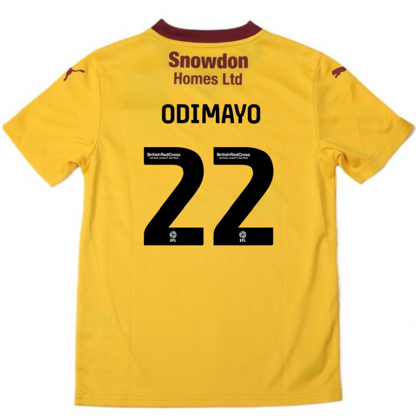 Kandiny Niño Camiseta Akin Odimayo #22 Naranja Borgoña 2ª Equipación 2024/25 La Camisa