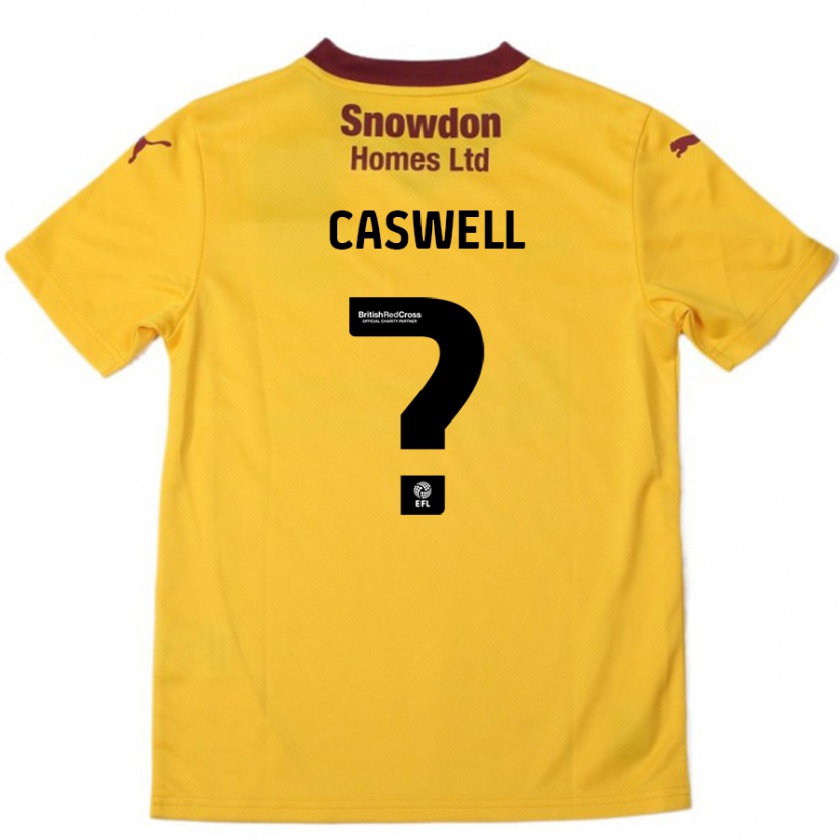 Kandiny Niño Camiseta Jordan Caswell #0 Naranja Borgoña 2ª Equipación 2024/25 La Camisa