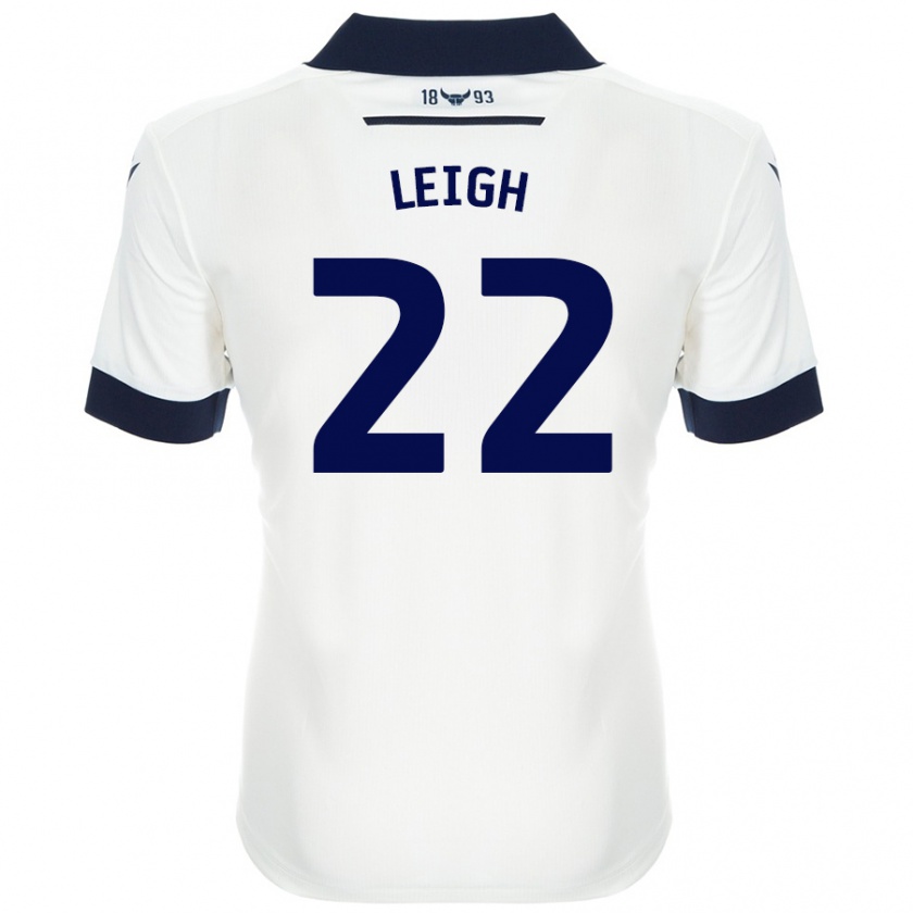 Kandiny Bambino Maglia Greg Leigh #22 Bianco Blu Navy Kit Gara Away 2024/25 Maglietta