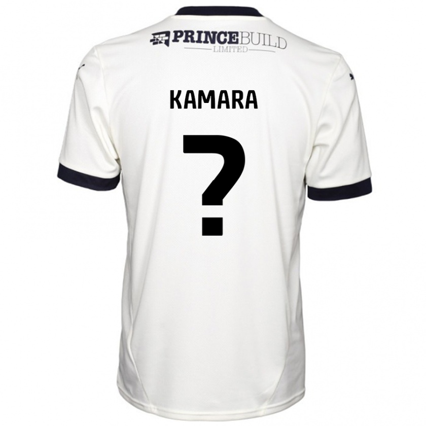 Kandiny Criança Camisola David Kamara #0 Fora De Branco Preto Alternativa 2024/25 Camisa Brasil