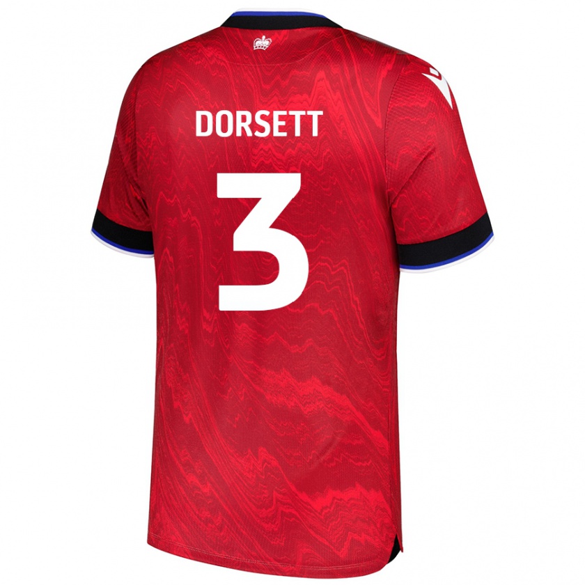 Kandiny Kinderen Jeriel Dorsett #3 Rood Zwart Uitshirt Uittenue 2024/25 T-Shirt België