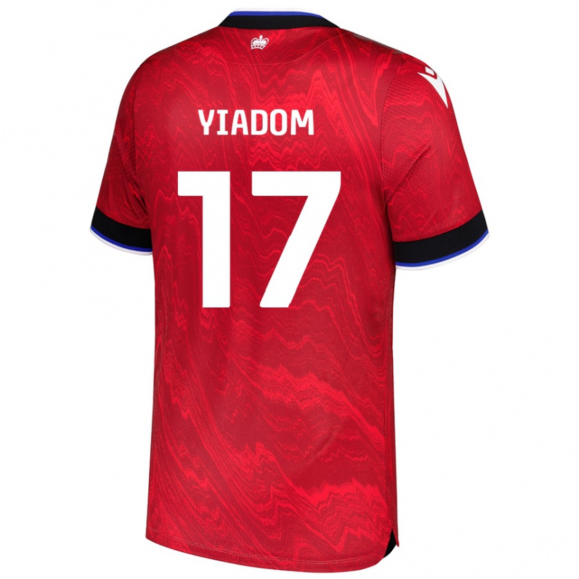 Kandiny Niño Camiseta Andy Yiadom #17 Rojo Negro 2ª Equipación 2024/25 La Camisa