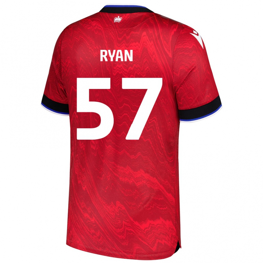 Kandiny Niño Camiseta John Ryan #57 Rojo Negro 2ª Equipación 2024/25 La Camisa