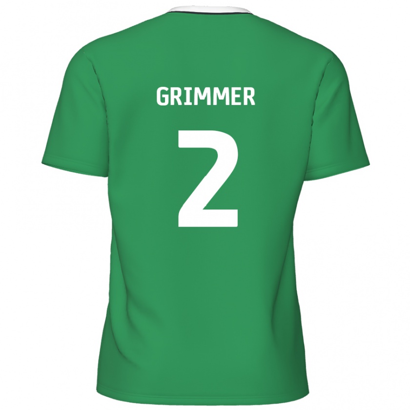 Kandiny Kinderen Jack Grimmer #2 Groen Witte Strepen Uitshirt Uittenue 2024/25 T-Shirt België