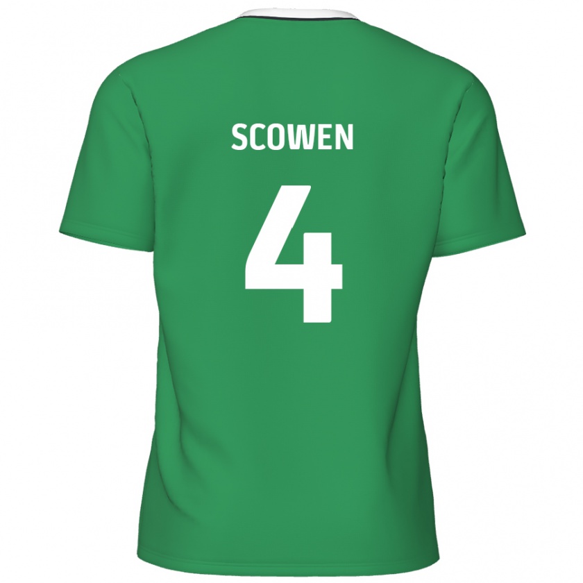 Kandiny Kinderen Josh Scowen #4 Groen Witte Strepen Uitshirt Uittenue 2024/25 T-Shirt België