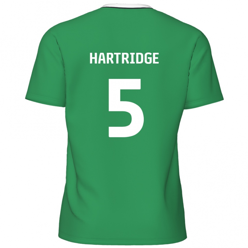 Kandiny Niño Camiseta Alex Hartridge #5 Verde Rayas Blancas 2ª Equipación 2024/25 La Camisa