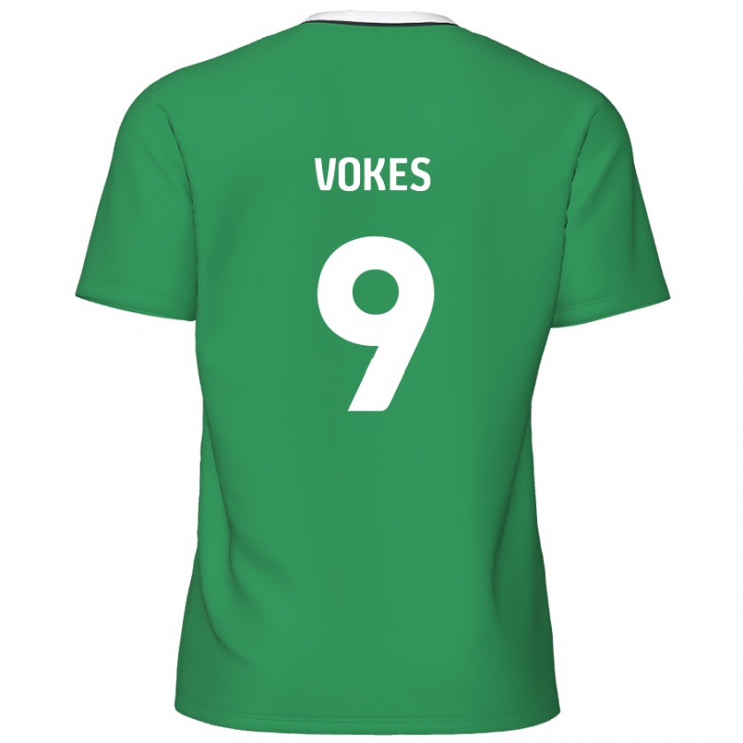 Kandiny Niño Camiseta Sam Vokes #9 Verde Rayas Blancas 2ª Equipación 2024/25 La Camisa