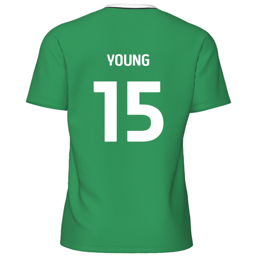 Kandiny Bambino Maglia Jack Young #15 Verde Strisce Bianche Kit Gara Away 2024/25 Maglietta