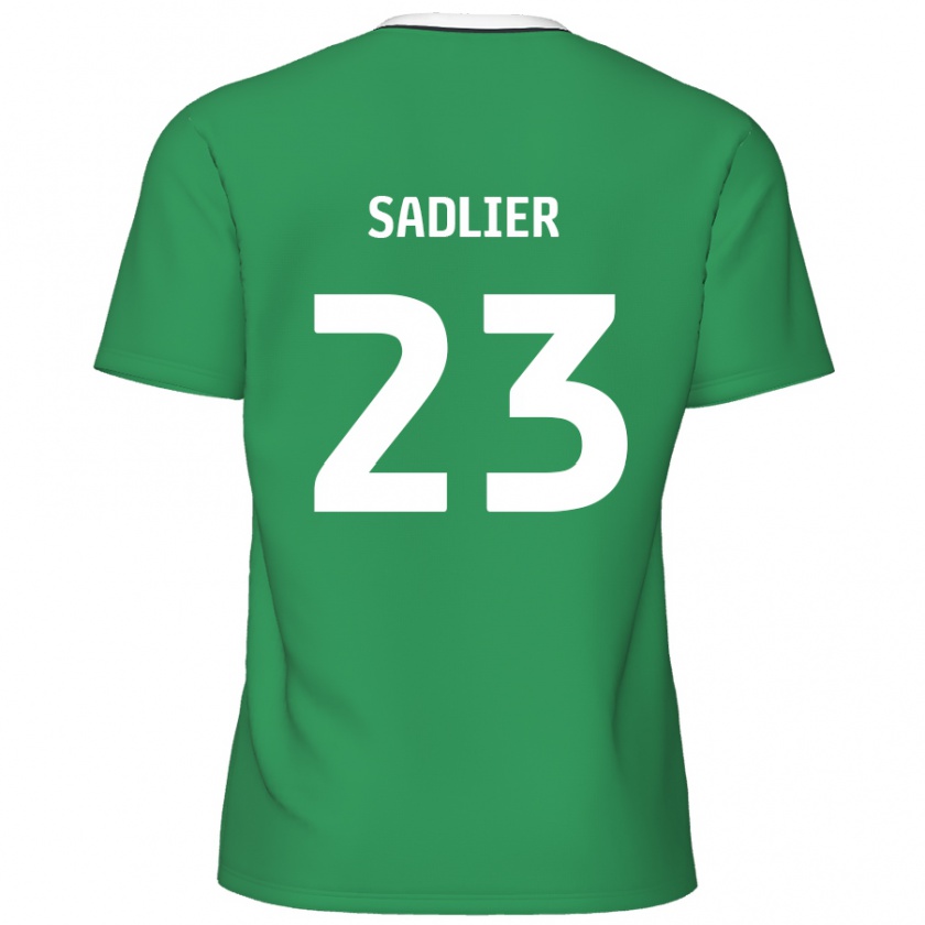 Kandiny Niño Camiseta Kieran Sadlier #23 Verde Rayas Blancas 2ª Equipación 2024/25 La Camisa