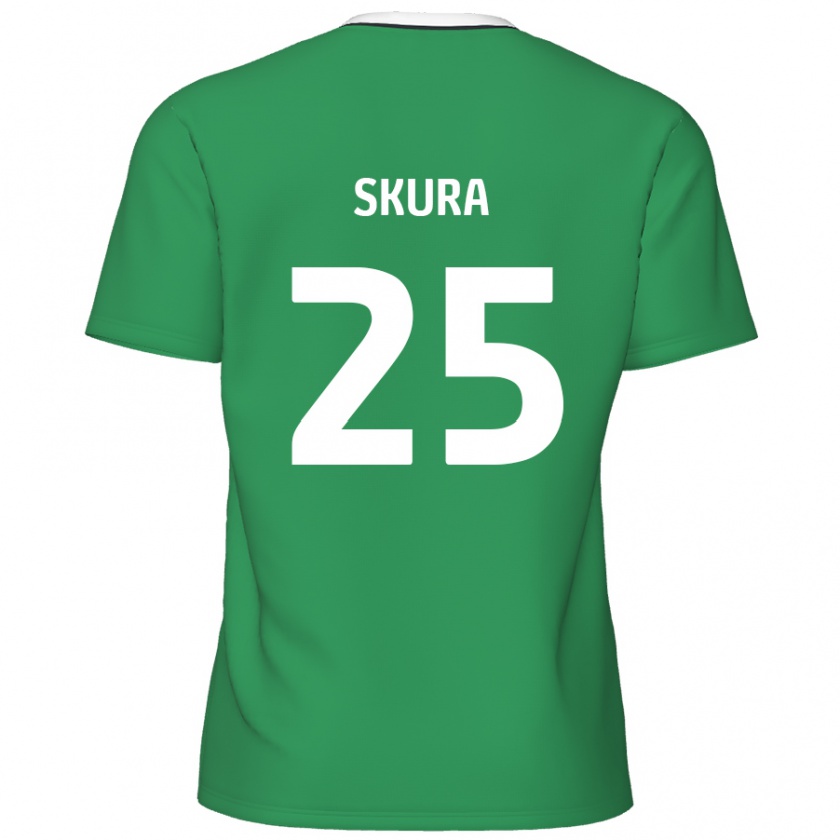 Kandiny Kinderen Declan Skura #25 Groen Witte Strepen Uitshirt Uittenue 2024/25 T-Shirt België