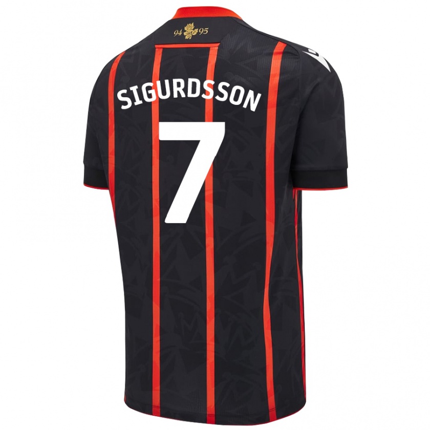 Kandiny Niño Camiseta Arnór Sigurdsson #7 Negro Rojo 2ª Equipación 2024/25 La Camisa