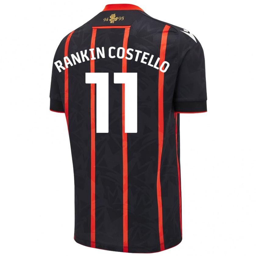 Kandiny Kinderen Joe Rankin-Costello #11 Zwart Rood Uitshirt Uittenue 2024/25 T-Shirt België