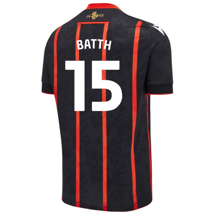 Kandiny Niño Camiseta Danny Batth #15 Negro Rojo 2ª Equipación 2024/25 La Camisa