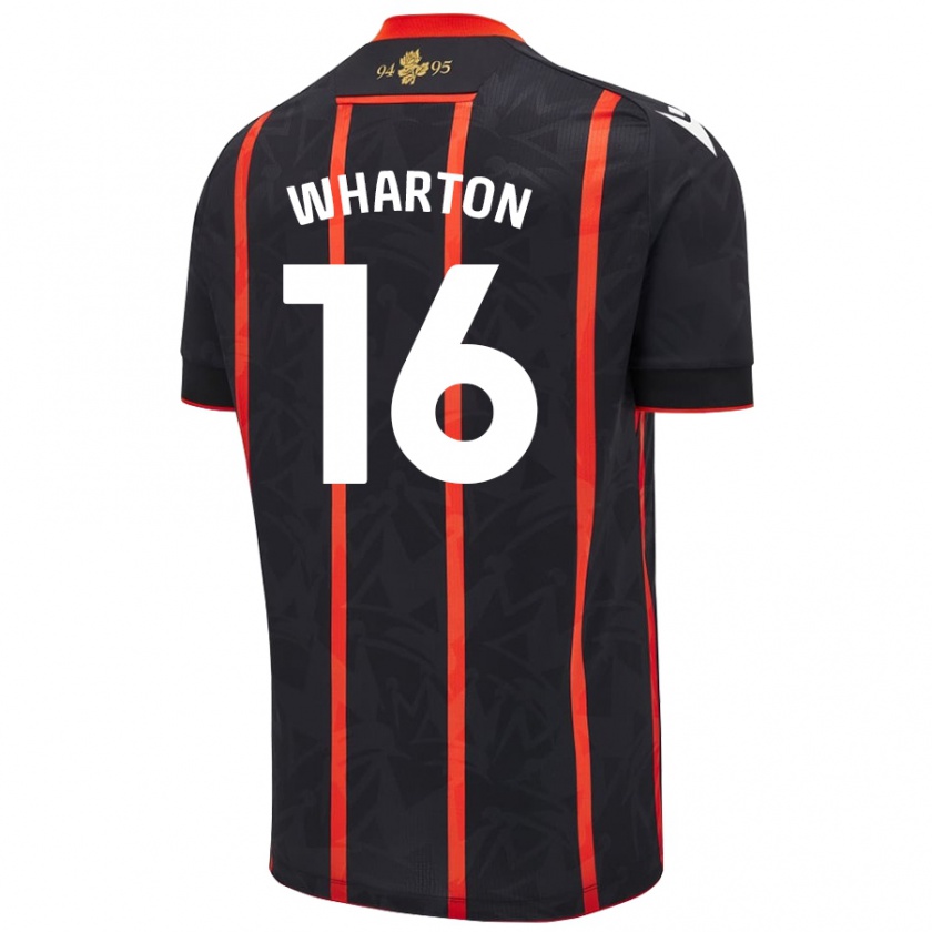 Kandiny Niño Camiseta Scott Wharton #16 Negro Rojo 2ª Equipación 2024/25 La Camisa