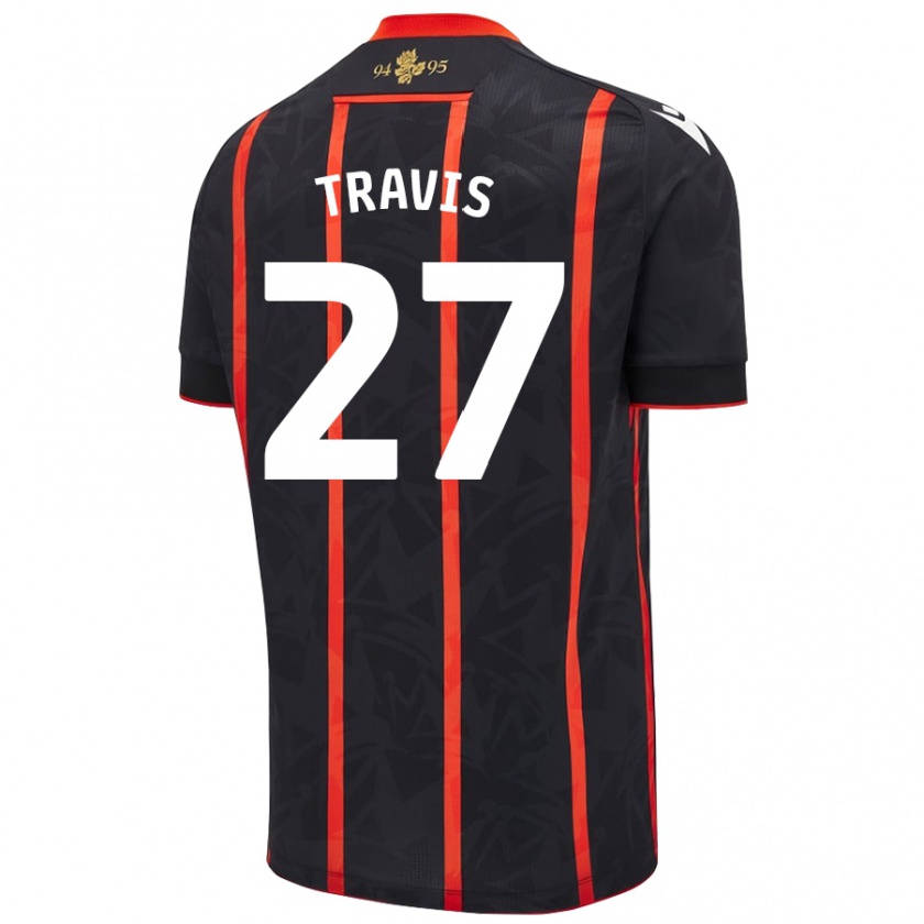 Kandiny Niño Camiseta Lewis Travis #27 Negro Rojo 2ª Equipación 2024/25 La Camisa