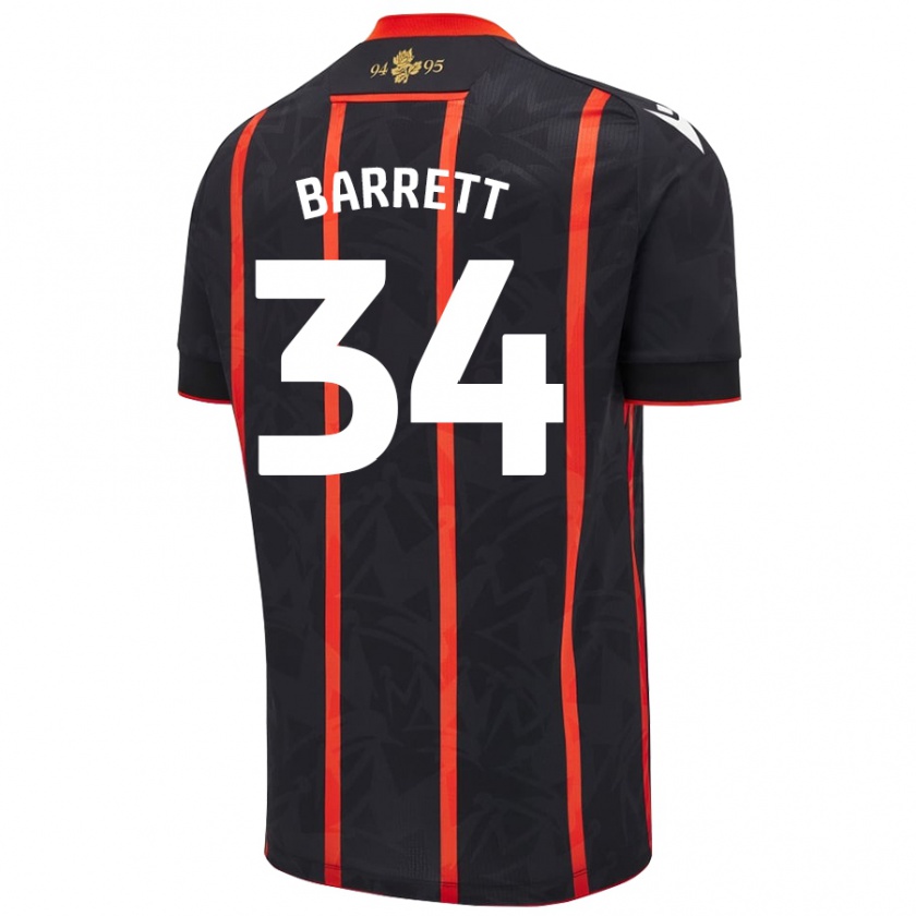 Kandiny Niño Camiseta Jack Barrett #34 Negro Rojo 2ª Equipación 2024/25 La Camisa México