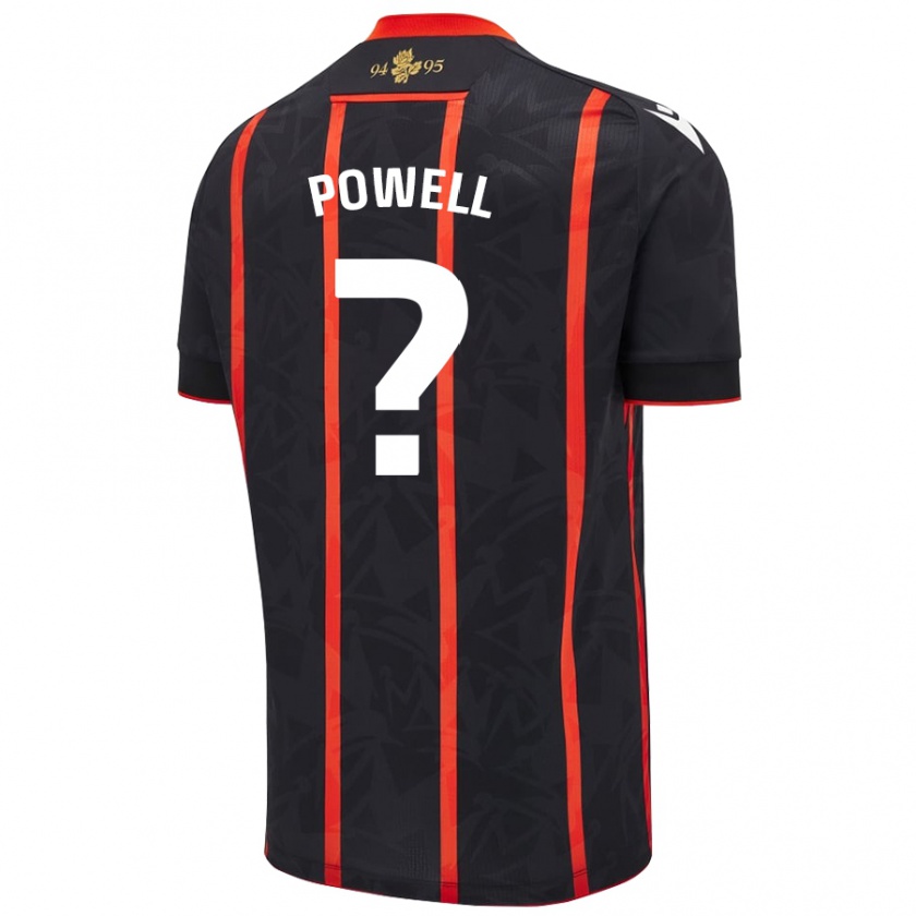 Kandiny Niño Camiseta Brandon Powell #0 Negro Rojo 2ª Equipación 2024/25 La Camisa México