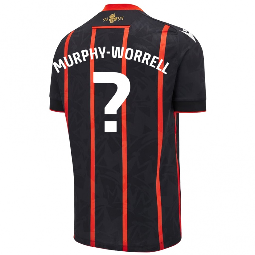 Kandiny Niño Camiseta Paul Murphy-Worrell #0 Negro Rojo 2ª Equipación 2024/25 La Camisa