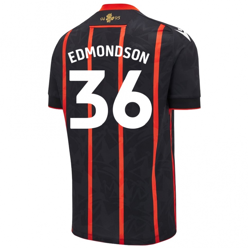 Kandiny Bambino Maglia James Edmondson #36 Nero Rosso Kit Gara Away 2024/25 Maglietta