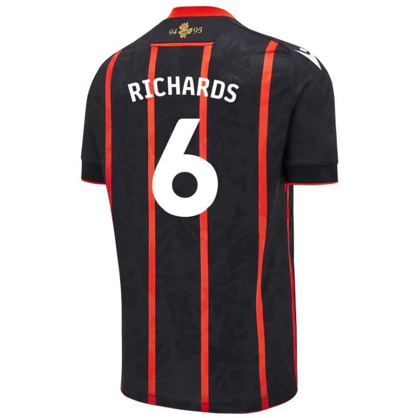 Kandiny Niño Camiseta Jade Richards #6 Negro Rojo 2ª Equipación 2024/25 La Camisa