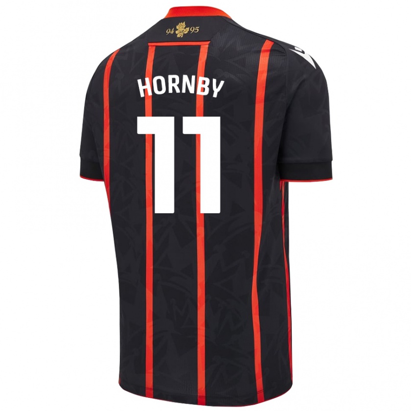 Kandiny Niño Camiseta Megan Hornby #11 Negro Rojo 2ª Equipación 2024/25 La Camisa