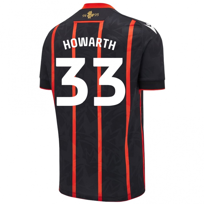 Kandiny Niño Camiseta Taylor Howarth #33 Negro Rojo 2ª Equipación 2024/25 La Camisa