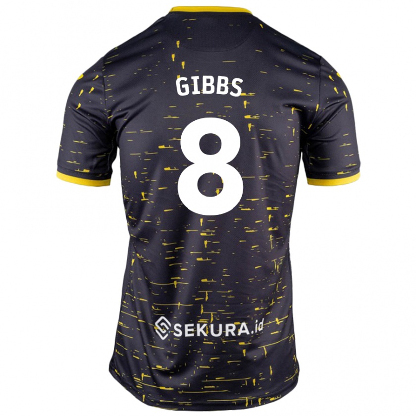 Kandiny Niño Camiseta Liam Gibbs #8 Negro Amarillo 2ª Equipación 2024/25 La Camisa México