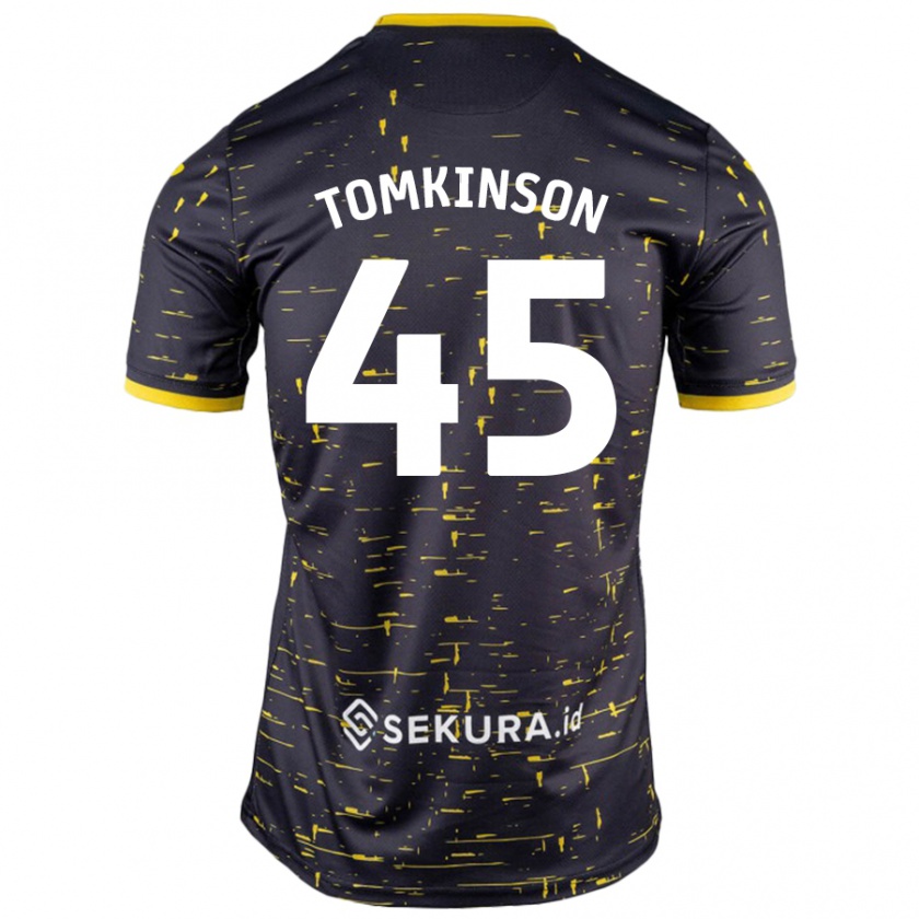 Kandiny Bambino Maglia Jonathan Tomkinson #45 Nero Giallo Kit Gara Away 2024/25 Maglietta