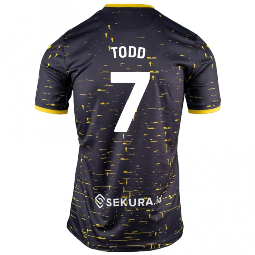 Kandiny Bambino Maglia Megan Todd #7 Nero Giallo Kit Gara Away 2024/25 Maglietta