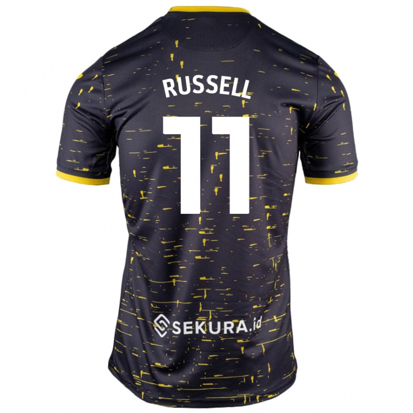 Kandiny Niño Camiseta Rebecca Russell #11 Negro Amarillo 2ª Equipación 2024/25 La Camisa México