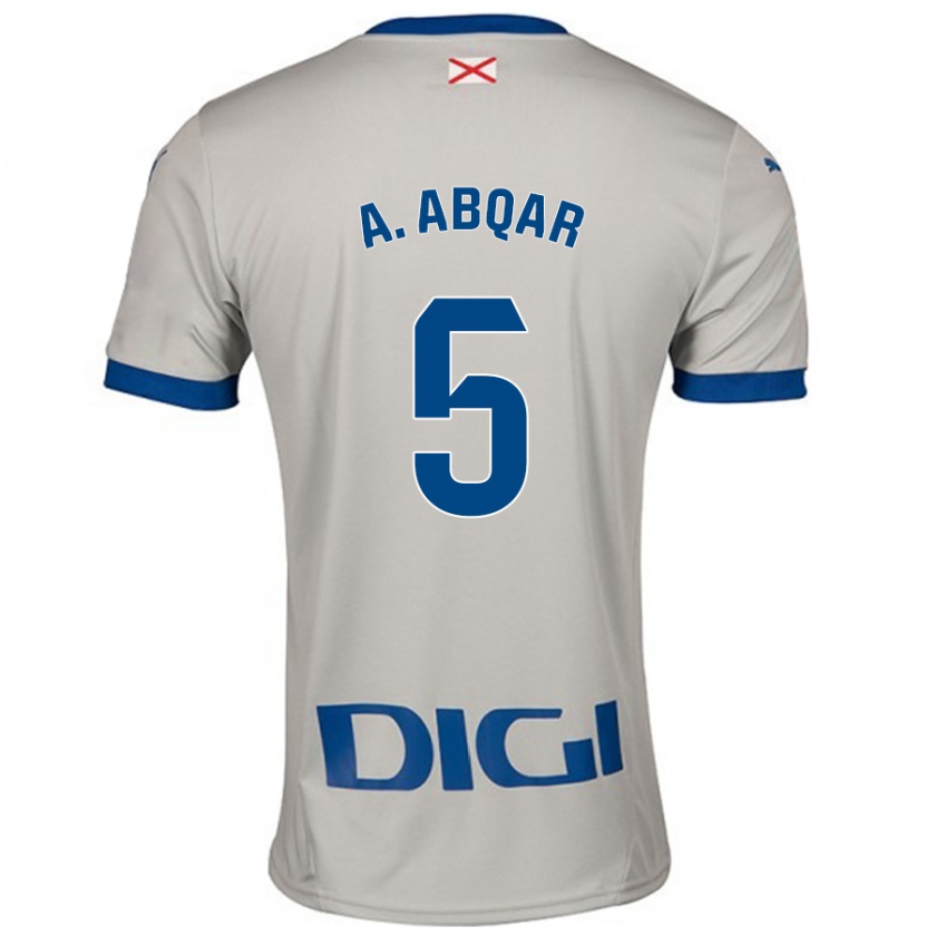 Kandiny Bambino Maglia Abdel Abqar #5 Grigio Chiaro Kit Gara Away 2024/25 Maglietta